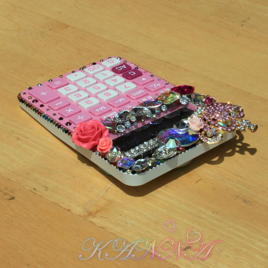 極上！高級ビジューとスワロとティアラの宝石盛り♪ライトピンクデコ電卓 by Kanna |  | 03