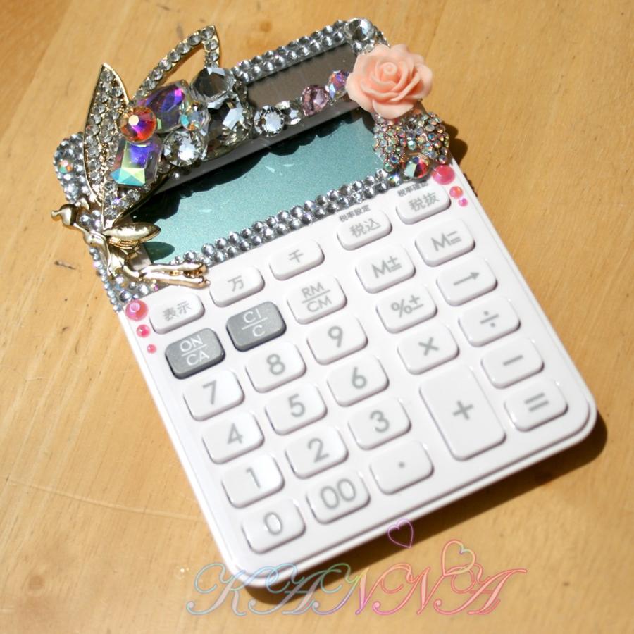 ティンカーベルビジュー盛り♪手のひらサイズの卓上デコ電卓 ホワイト by Kanna |  | 04