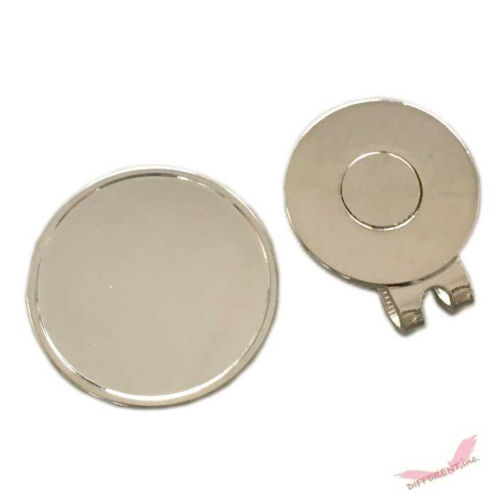 ビッグサイズのゴルフマーカー 33mm シルバー フチあり ハットクリップセット |  | 01
