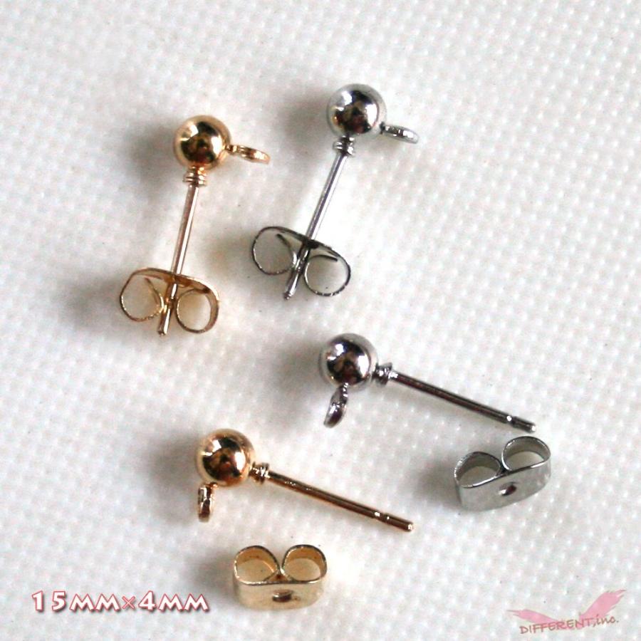 ピアスパーツ 4mmボール カン キャッチ付き ピアス 1ペア 激安 |  | 01