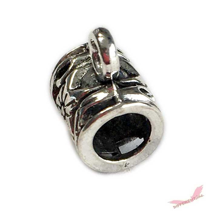 フラワー デザイン カン付き 5mmホール ビーズ  アンティークシルバー |  | 02