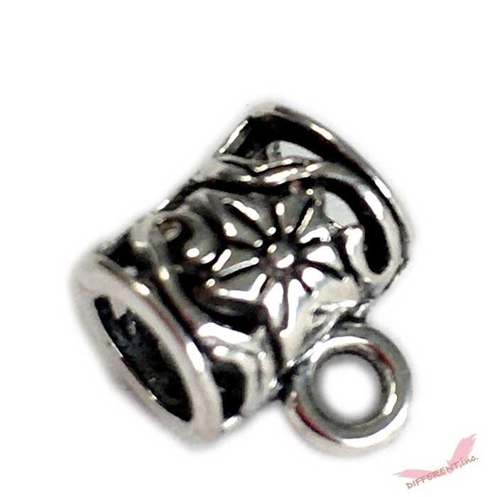 フラワー デザイン カン付き 5mmホール ビーズ  アンティークシルバー |  | 03