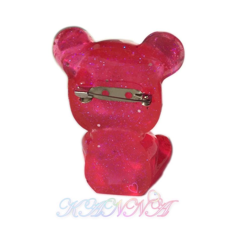 クリスタルレジン製♪ローズピンクのクリスタルベアブローチ スワロ付き  by Kanna |  | 04