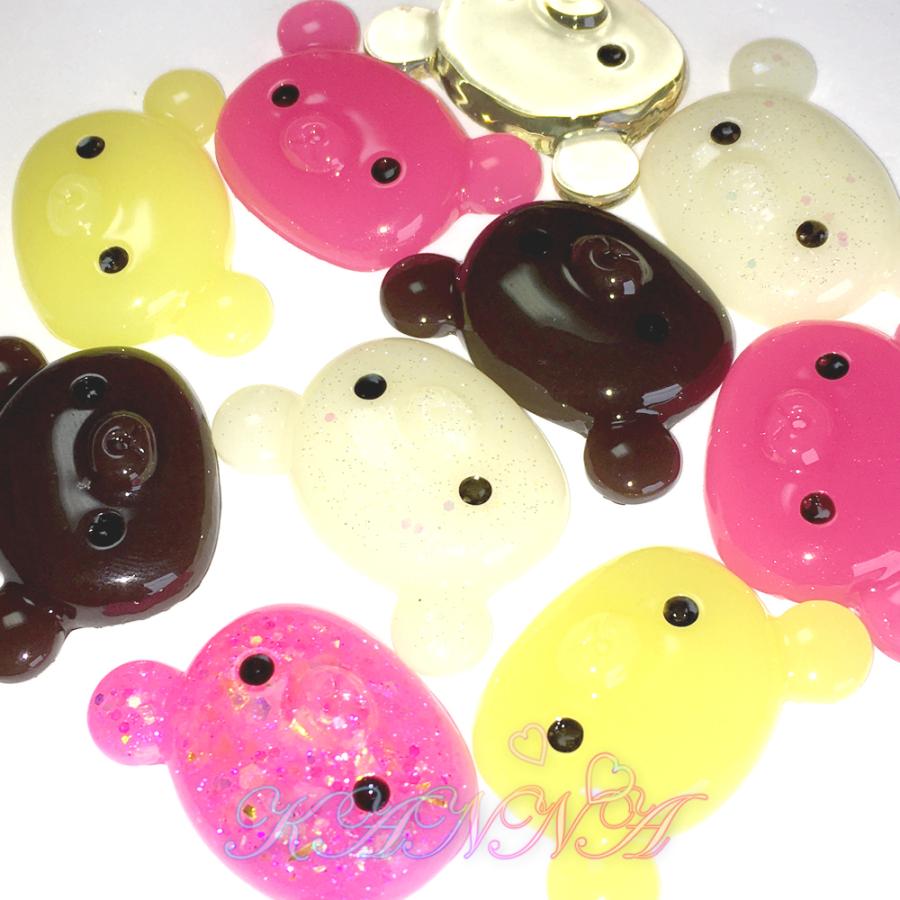 クリスタルレジン製！ くまたんデコパーツ 10個セット  by Kanna | 