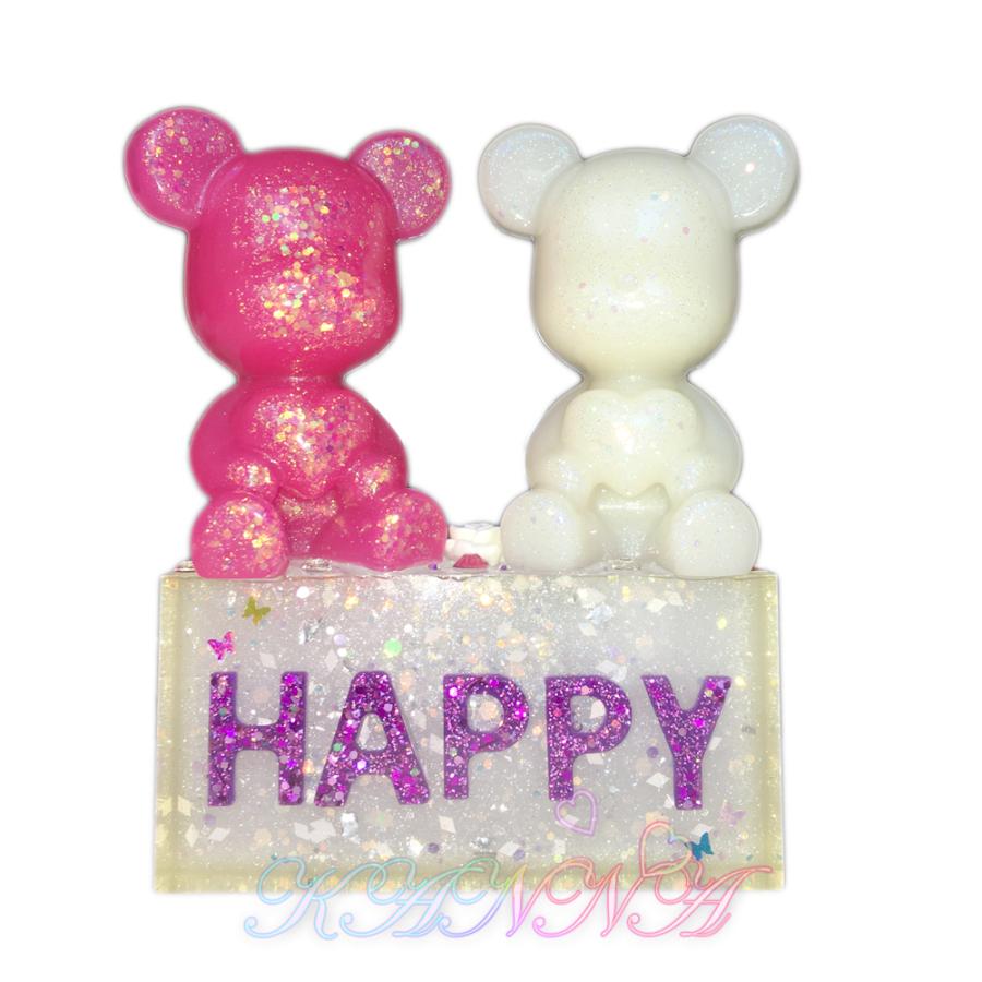 ホワイトベアハートとローズベアハートの「HAPPY」 インテリア  by Kanna | 