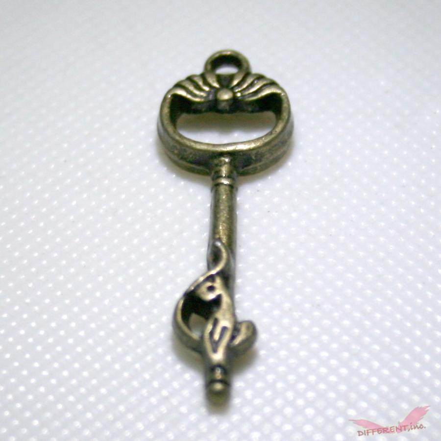 お洒落なキャットデザインを施したアンティークキー チャーム |  | 01