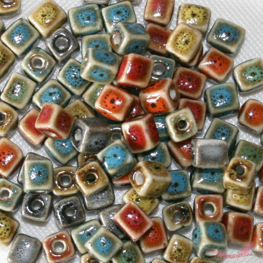 キューブ セラミックビーズ  カラーMIX （2個） |  | 01