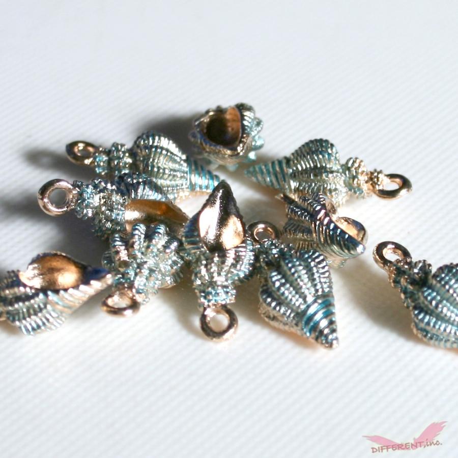 巻貝 青緑カラー ゴールド 3Dメタルチャーム |  | 01