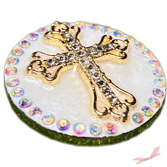 ゴルフマーカー ラインストーン埋め込み 十字架 クリスタルオーロラデコ |  | 01