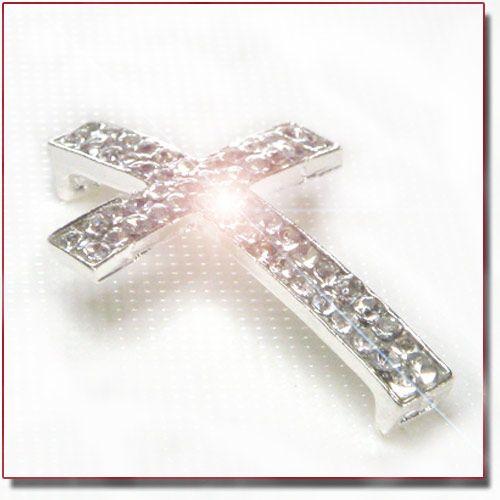 【在庫処分】Cross Beads Crystal Silver キラキラ合金シルバークロス ビーズ｜different