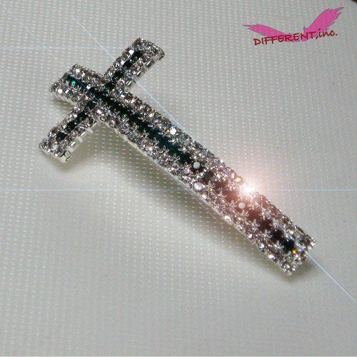 【在庫処分】Cross Beads Emerald Green&Crystal Silver キラキラ合金エメラルドグリーン＆クリスタルクロス ビーズ | 