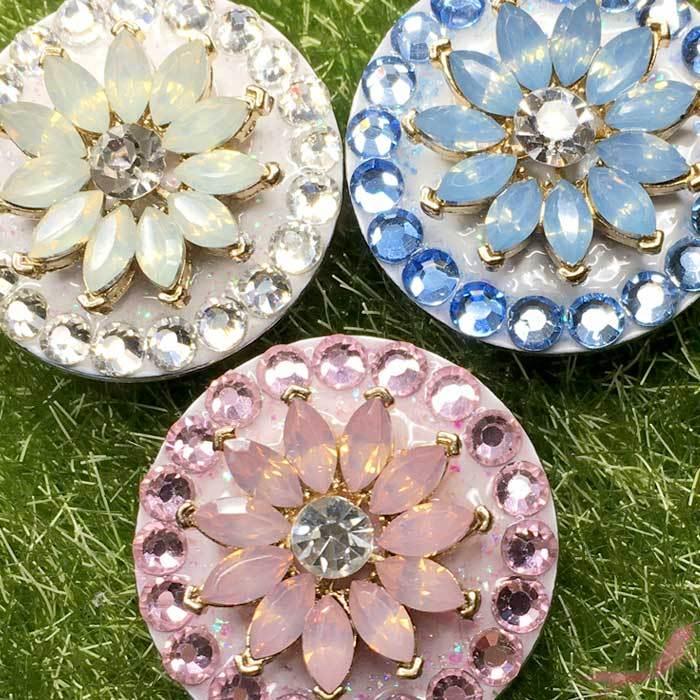 デイジー クリスタル オパール キラキラ ゴルフマーカー ハットクリップ マグネット付き セット | 