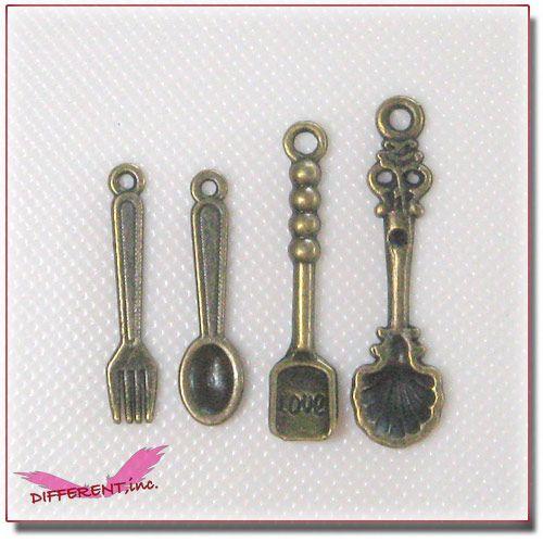 デコ＆チャームパーツ スプーン＆フォーク 4種 金古美 |  | 01