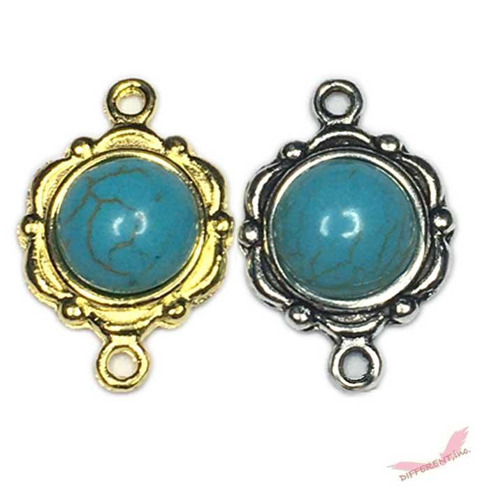 ミドルサイズ  ラウンド フェイクターコイズ コネクター   12mm×21mm | 