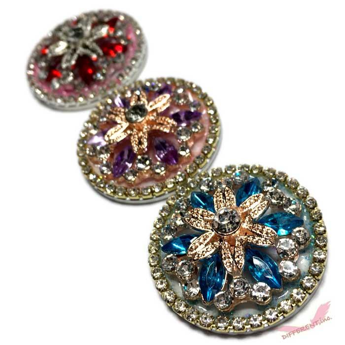 お花風 クリスタルストーン 30mm ゴルフマーカー ハットクリップ マグネット付き セット flower30mmd3