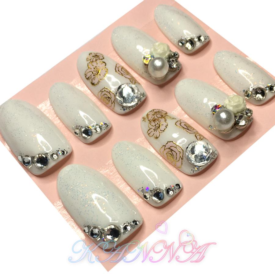 天然ダイヤモンド、ルビー使用！ジェルネイルチップ ブライダルなど 天然ダイヤモンド、ルビー使用！ジェルネイルチップ ブライダルなど