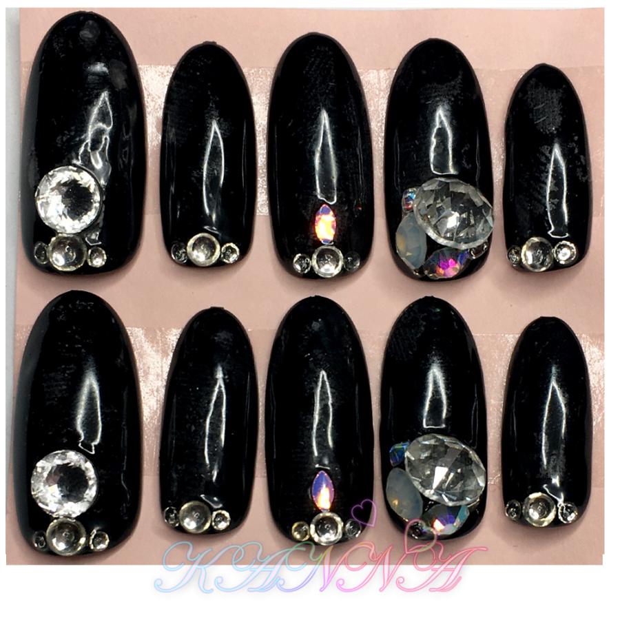 ジェルネイル シンプルブラックのストーンネイル ネイルチップ By Kanna Gel S Black N Ov Different 通販 Yahoo ショッピング