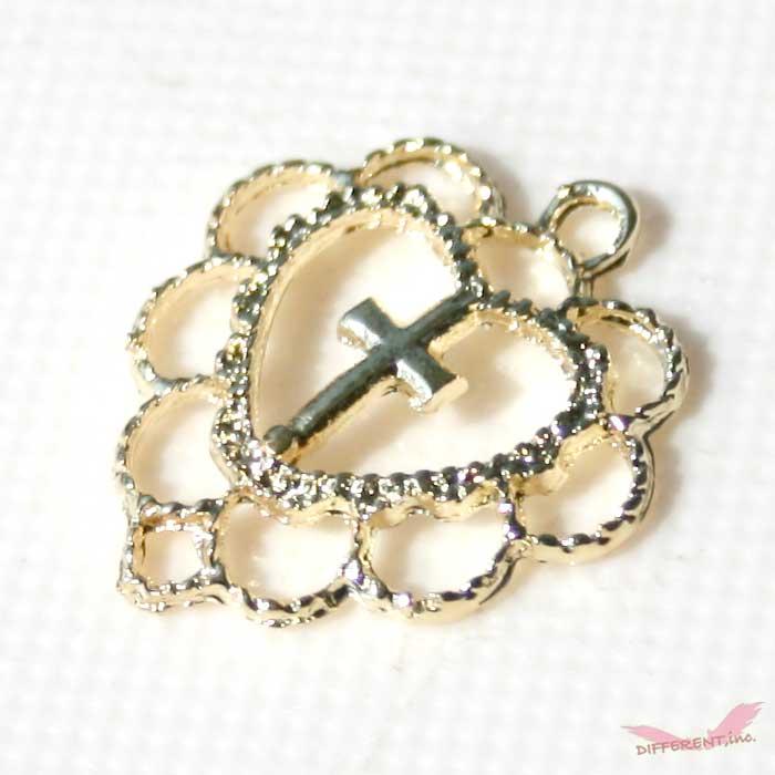 クロス ハート デザイン チャーム 21mm*18mm : different - 通販