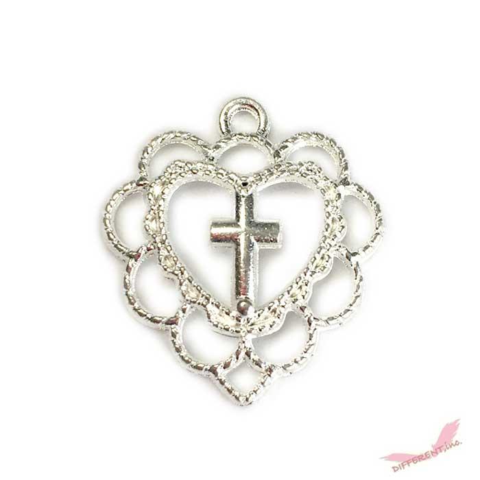 クロス ハート デザイン チャーム 21mm*18mm : different - 通販