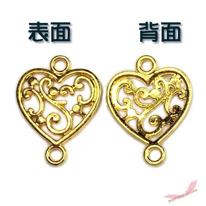 ハート 蔦デザイン イエローゴールド コネクター 透かし アクセサリーパーツ Heart Ivy Connector Different 通販 Yahoo ショッピング