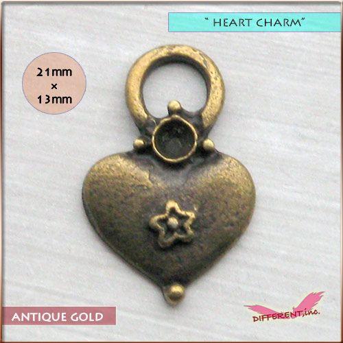 激安 アンティークハート 金古美チャーム | 