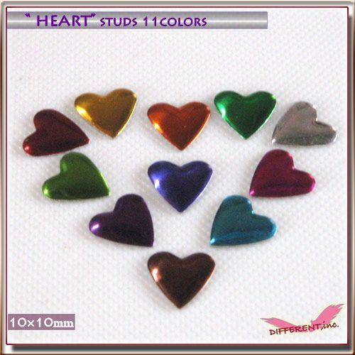 【在庫処分】ハート 10mm カラフルスタッズ11color ネイル＆デコ アルミスタッズ hotfix |  | 02