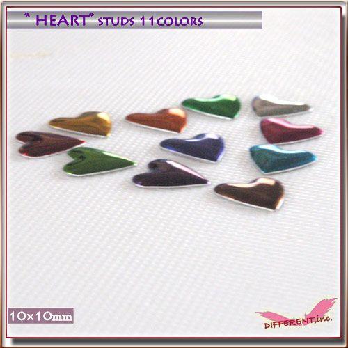 【在庫処分】ハート 10mm カラフルスタッズ11color ネイル＆デコ アルミスタッズ hotfix |  | 03