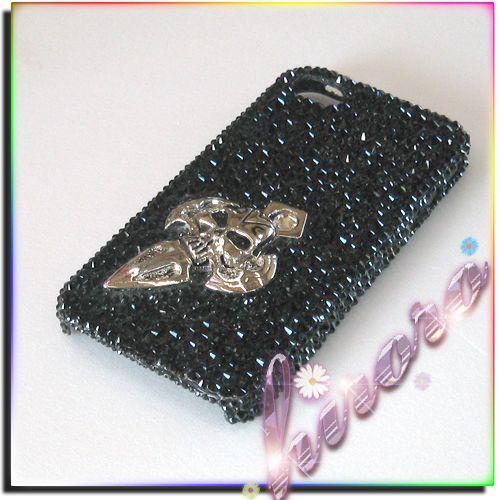 iPhone5/5sケース スワロフスキー メタルスカル ストラップ穴有り |  | 01