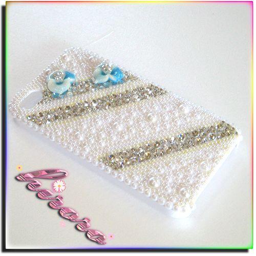 iPhone4/4sケース スワロ&パール フラワー A | 