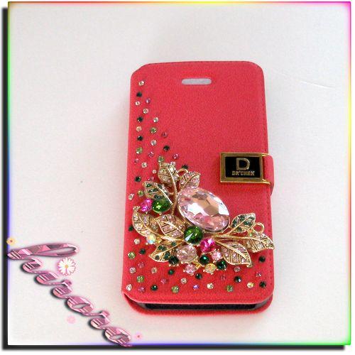 iPhone5/5sケース スワロフスキー 革製手帳型ケース no.3 |  | 01