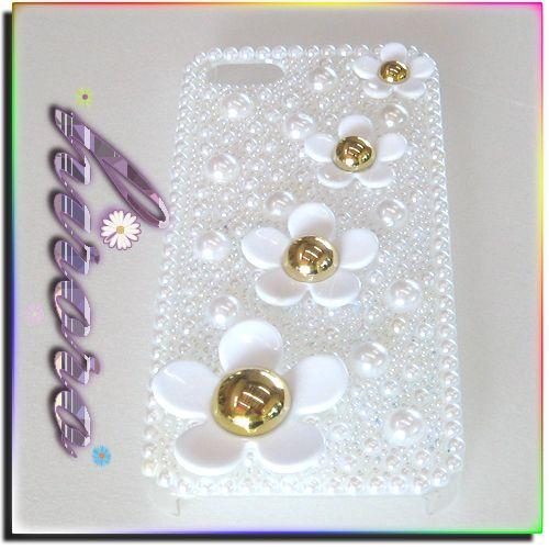 iPhone5/5sケース 半円パール フラワーパーツ |  | 01