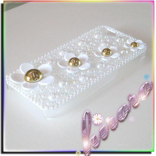 iPhone5/5sケース 半円パール フラワーパーツ |  | 02