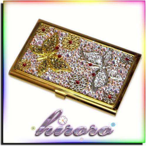 カードケース GOLD 総スワロフスキー 蝶々 no.4 | 