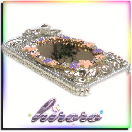 iPhone5/5sケース クリスタルとビジュー お花ミラー no.13 |  | 01