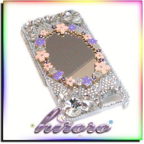 iPhone5/5sケース クリスタルとビジュー お花ミラー no.13 |  | 02