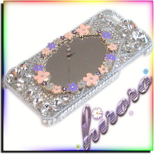 iPhone5/5sケース クリスタルとビジュー お花ミラー no.13 |  | 03