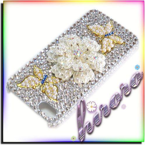 iPhone5/5sケース フラワーパーツ&メタル蝶々スワロフスキー クリスタル約800粒使用 no.15 |  | 05