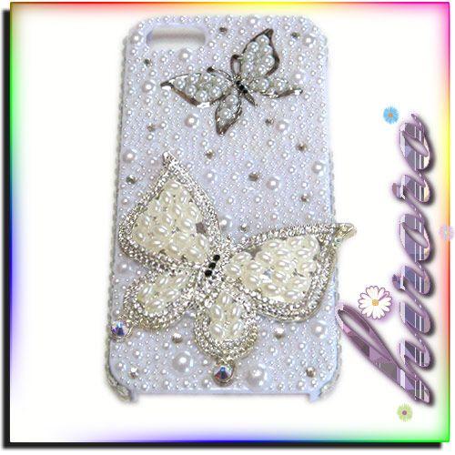 iPhone5/5sケース メタル蝶々 パール クリスタルストーン no.16 |  | 02