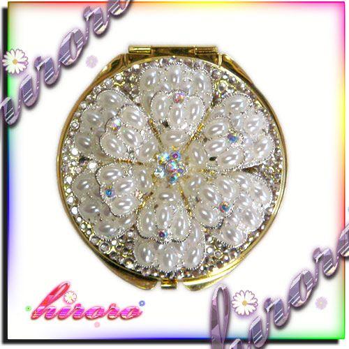 コンパクトミラー ゴールド フラワーパーツ クリスタルストーン no.21 |  | 01