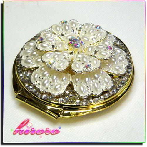 コンパクトミラー ゴールド フラワーパーツ クリスタルストーン no.21 |  | 02