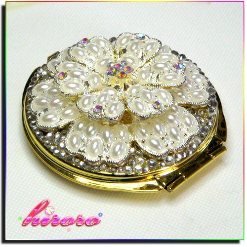 コンパクトミラー ゴールド フラワーパーツ クリスタルストーン no.21 |  | 03