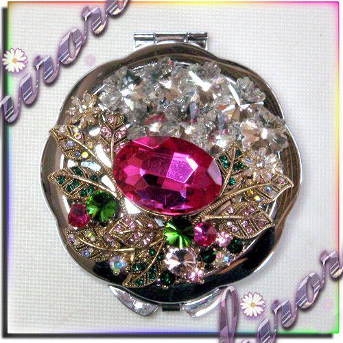 お花型コンパクトミラー 合金パーツ クリスタルストーン no.22 |  | 01