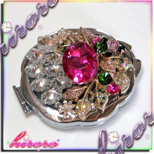 お花型コンパクトミラー 合金パーツ クリスタルストーン no.22 |  | 03