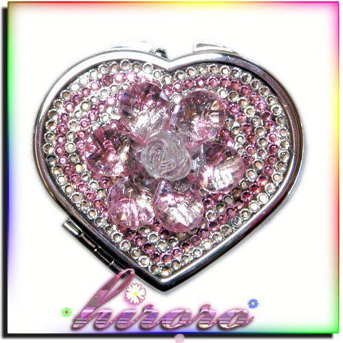 ハート型コンパクトミラー フラワーパーツ クリスタルストーン no.23 |  | 01