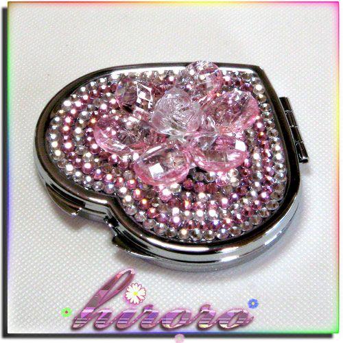 ハート型コンパクトミラー フラワーパーツ クリスタルストーン no.23 |  | 02