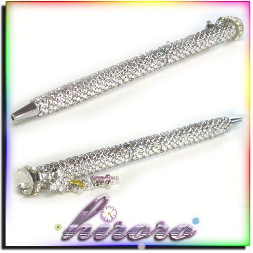 デコ ボールペン 総スワロフスキー 660粒使用 ３連蝶々 no.12 | 