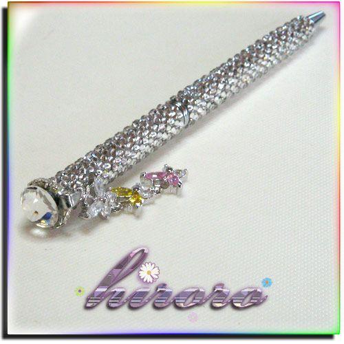 デコ ボールペン 総スワロフスキー 660粒使用 ３連蝶々 no.12 |  | 01