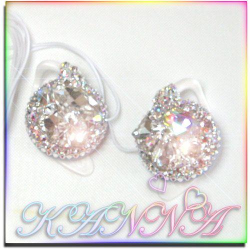 ギラギラ総スワロフスキーのビジュー盛りフック式イヤホンデコ by