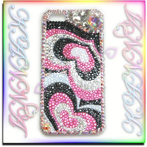 iPhone5ケース!スワロフスキーハートプッチ柄デコカバー by iPhone5ケース!スワロフスキーハートプッチ柄デコカバー by