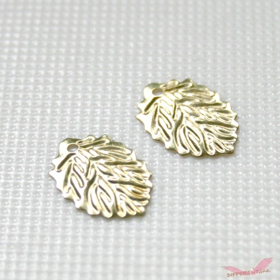 ミニ リーフ ゴールド チャーム パーツ 彫金デザイン ２個セット |  | 02